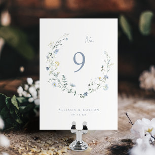 Numeração De Mesa Casamento de Boho Russo de Flor Selvagem Azul Eleg