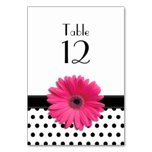 Numeração De Mesa Casamento de Bolinhas Negra-Rosa-Margarida