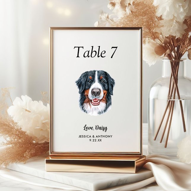 Numeração De Mesa Casamento de Cachorro Aquarela Moderna Simples  (Criador carregado)