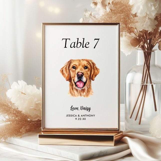 Numeração De Mesa Casamento de Cachorro Aquarela Moderna Simples  (Criador carregado)