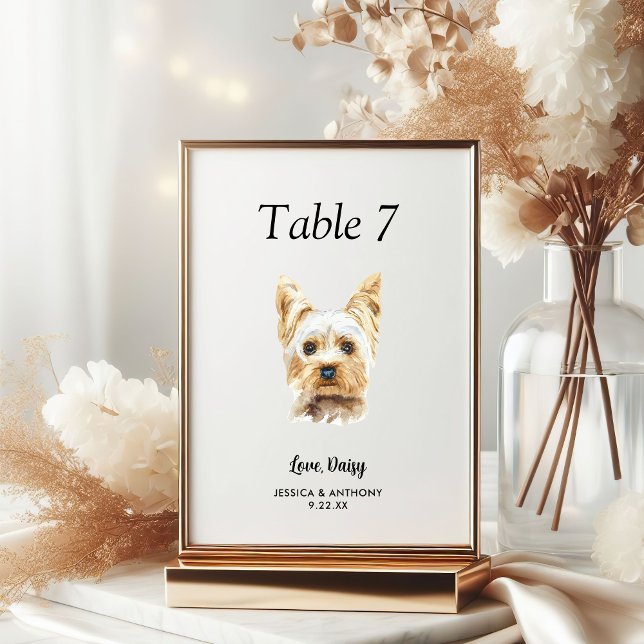 Numeração De Mesa Casamento de Cachorro Aquarela Moderna Simples  (Criador carregado)