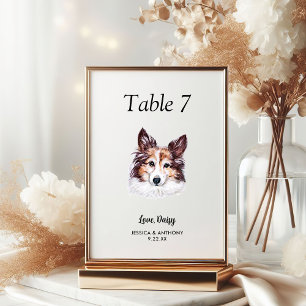 Numeração De Mesa Casamento de Cachorro Aquarela Moderna Simples 