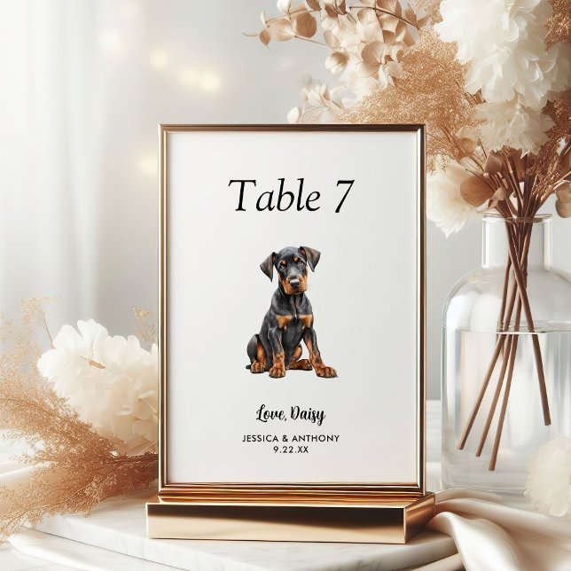 Numeração De Mesa Casamento de Cachorro Aquarela Moderna Simples  (Criador carregado)