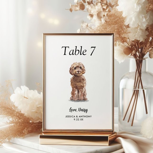 Numeração De Mesa Casamento de Cachorro Aquarela Moderna Simples  (Criador carregado)