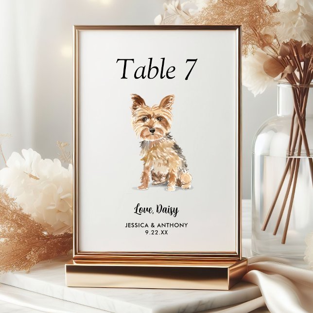 Numeração De Mesa Casamento de Cachorro Aquarela Moderna Simples  (Criador carregado)