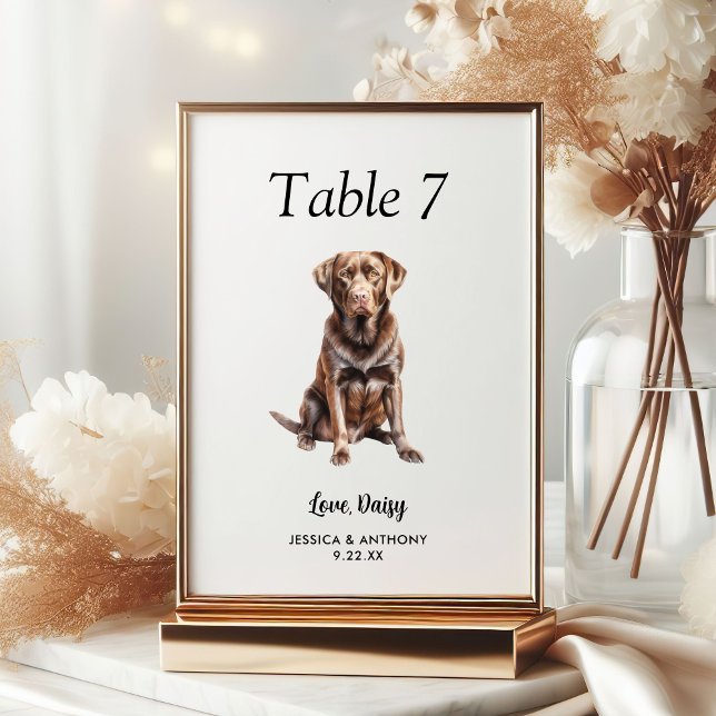 Numeração De Mesa Casamento de Cachorro Aquarela Moderna Simples  (Criador carregado)