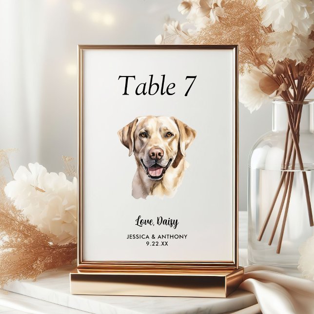 Numeração De Mesa Casamento de Cachorro Aquarela Moderna Simples  (Criador carregado)
