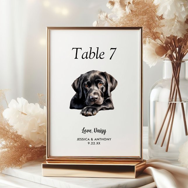 Numeração De Mesa Casamento de Cachorro Aquarela Moderna Simples  (Criador carregado)