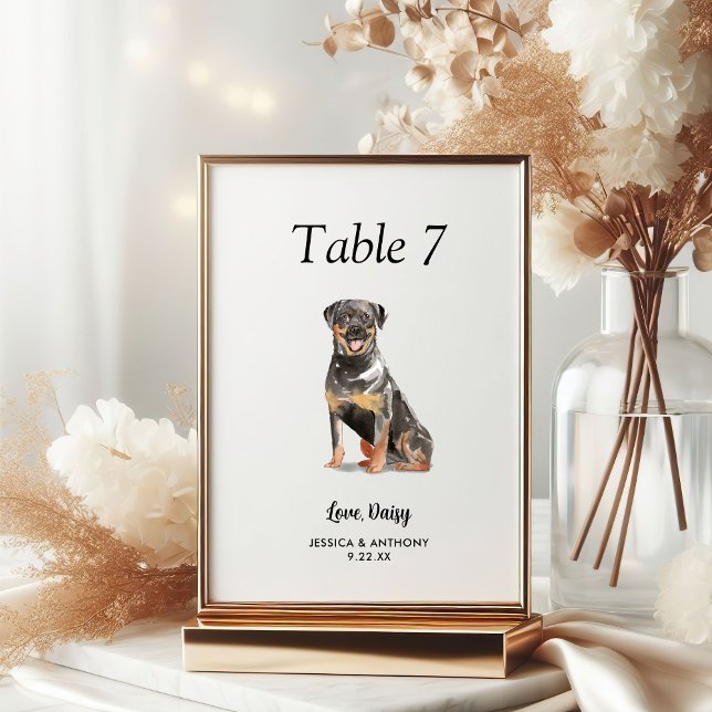 Numeração De Mesa Casamento de Cachorro com Aquarela Moderna Simples (Criador carregado)