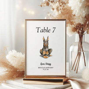 Numeração De Mesa Casamento de Cachorro com Aquarela Moderna Simples