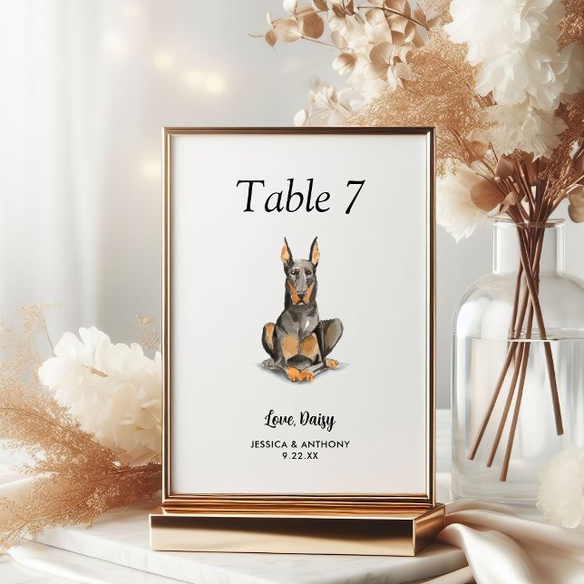 Numeração De Mesa Casamento de Cachorro com Aquarela Moderna Simples (Criador carregado)
