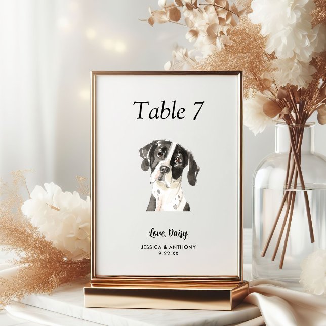 Numeração De Mesa Casamento de Cachorro com Aquarela Moderna Simples (Criador carregado)