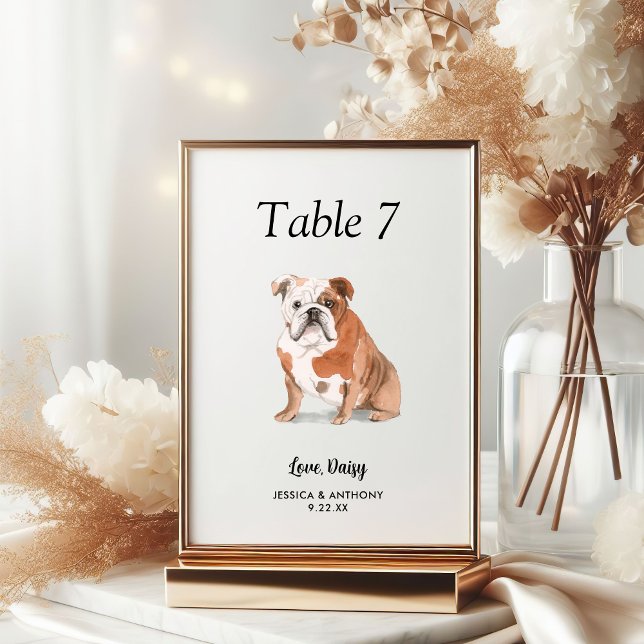Numeração De Mesa Casamento de Cachorro com Aquarela Moderna Simples (Criador carregado)