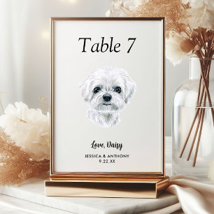Numeração De Mesa Casamento de Cachorro com Aquarela Moderna Simples