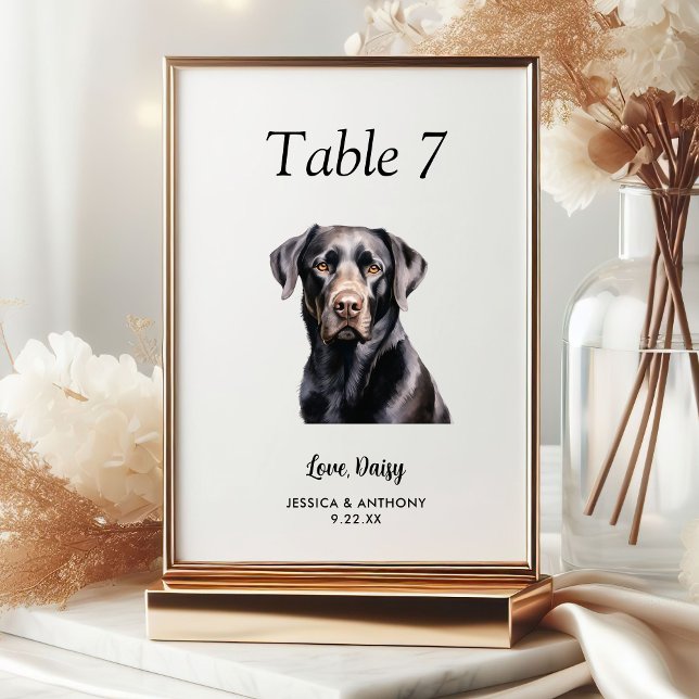 Numeração De Mesa Casamento de Cachorro com Aquarela Moderna Simples (Criador carregado)