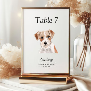 Numeração De Mesa Casamento de Cachorro com Aquarela Moderna Simples