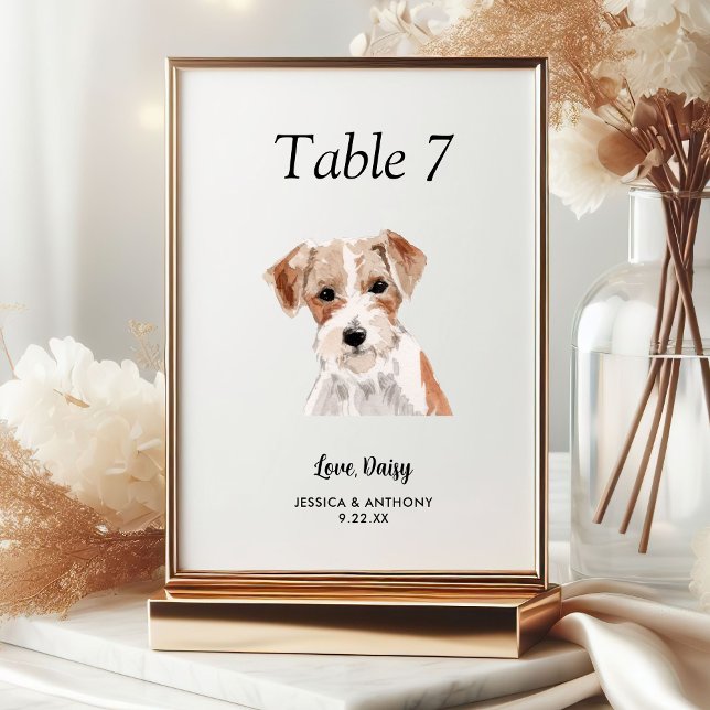 Numeração De Mesa Casamento de Cachorro com Aquarela Moderna Simples (Criador carregado)
