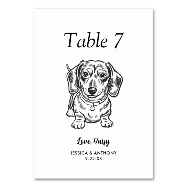 Numeração De Mesa Casamento de Cachorro Preto e Branco Simples  (Frente)