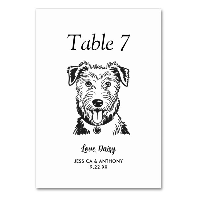 Numeração De Mesa Casamento de Cachorro Preto e Branco Simples  (Frente)