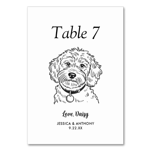 Numeração De Mesa Casamento de Cachorro Preto e Branco Simples  (Frente)