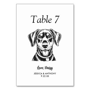 Numeração De Mesa Casamento de Cachorro Preto e Branco Simples