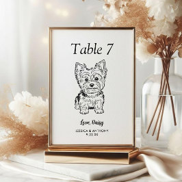 Numeração De Mesa Casamento de Cachorro Preto e Branco Simples 