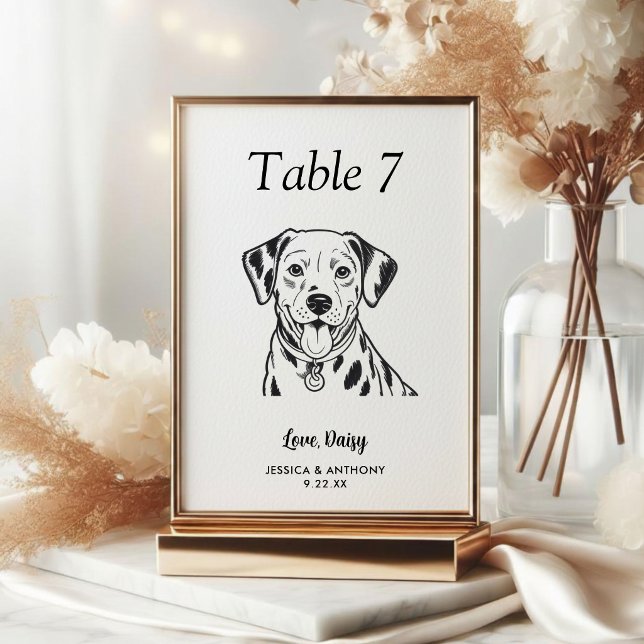 Numeração De Mesa Casamento de Cachorro Preto e Branco Simples  (Criador carregado)