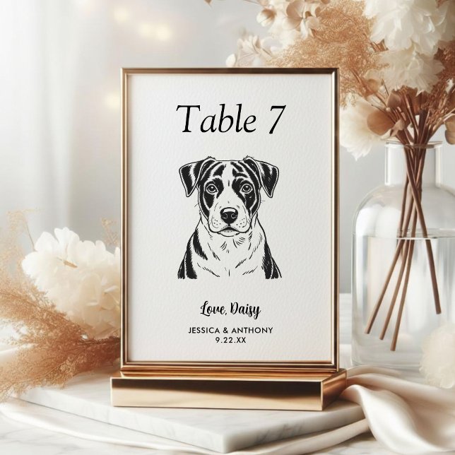 Numeração De Mesa Casamento de Cachorro Preto e Branco Simples  (Criador carregado)