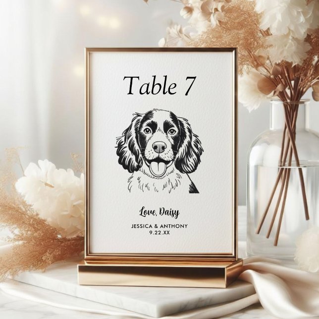 Numeração De Mesa Casamento de Cachorro Preto e Branco Simples (Criador carregado)