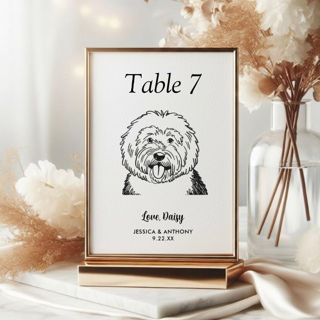 Numeração De Mesa Casamento de Cachorro Preto e Branco Simples  (Criador carregado)