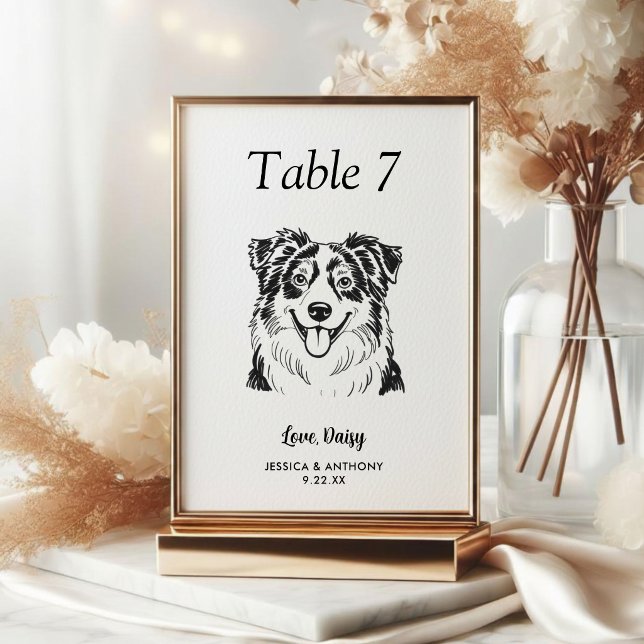 Numeração De Mesa Casamento de Cachorro Preto e Branco Simples  (Criador carregado)