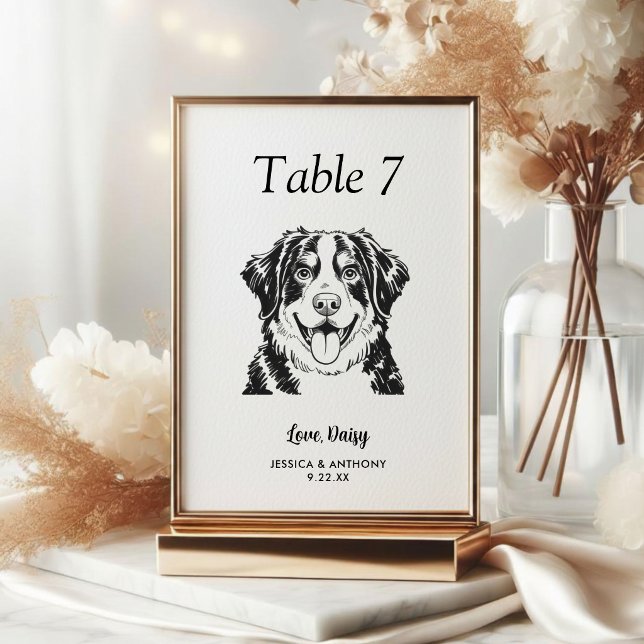 Numeração De Mesa Casamento de Cachorro Preto e Branco Simples  (Criador carregado)