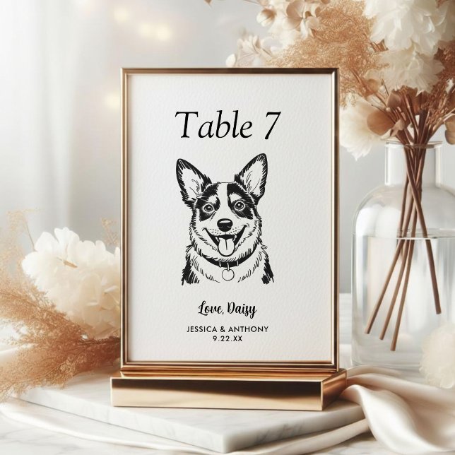 Numeração De Mesa Casamento de Cachorro Preto e Branco Simples  (Criador carregado)