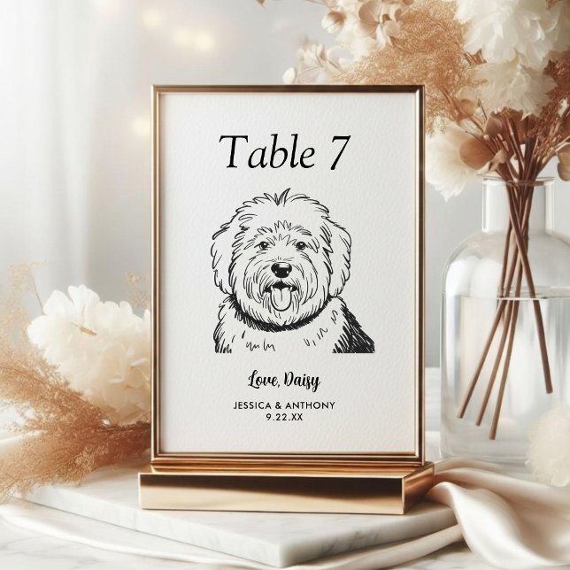 Numeração De Mesa Casamento de Cachorro Preto e Branco Simples  (Criador carregado)
