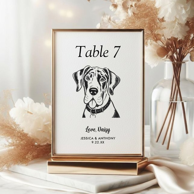 Numeração De Mesa Casamento de Cachorro Preto e Branco Simples  (Criador carregado)