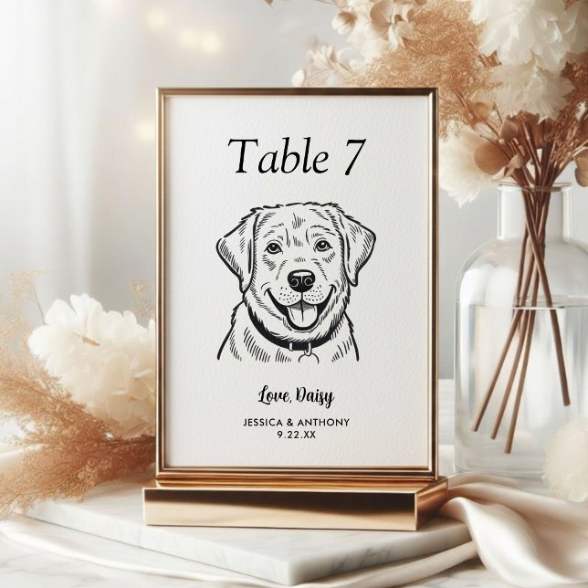 Numeração De Mesa Casamento de Cachorro Preto e Branco Simples  (Criador carregado)