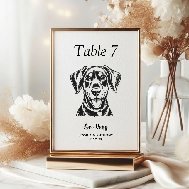 Numeração De Mesa Casamento de Cachorro Preto e Branco Simples  (Criador carregado)