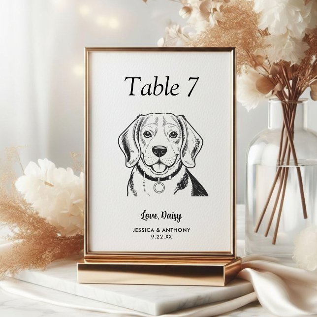 Numeração De Mesa Casamento de Cachorro Preto e Branco Simples (Criador carregado)