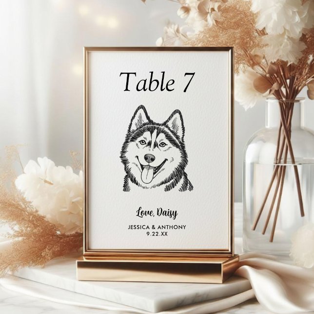 Numeração De Mesa Casamento de Cachorro Preto e Branco Simples  (Criador carregado)