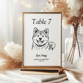 Numeração De Mesa Casamento de Cachorro Preto e Branco Simples 