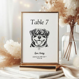 Numeração De Mesa Casamento de Cachorro Preto e Branco Simples 