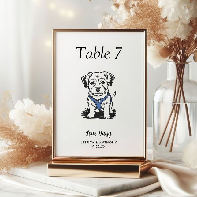 Numeração De Mesa Casamento de Cachorro Preto e Branco Simples  (Criador carregado)