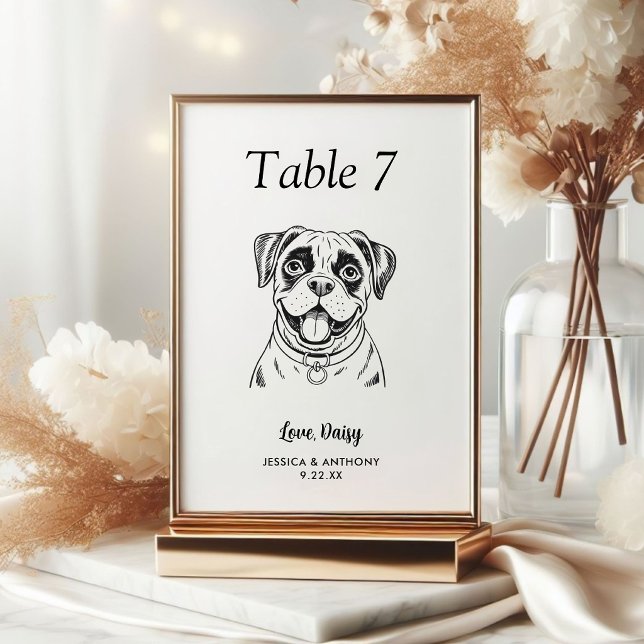 Numeração De Mesa Casamento de Cachorro Preto e Branco Simples  (Criador carregado)