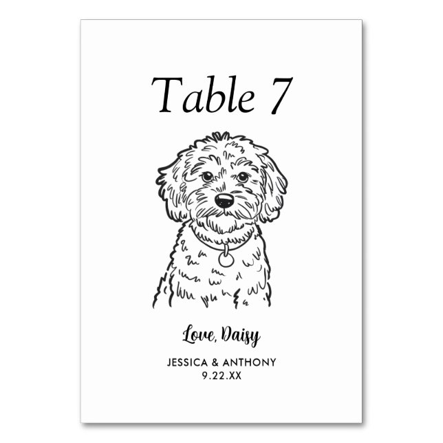 Numeração De Mesa Casamento de Cachorro Preto e Branco Simples  (Frente)