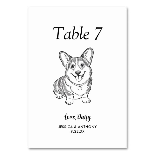 Numeração De Mesa Casamento de Cachorro Simples Preto e Branco (Frente)
