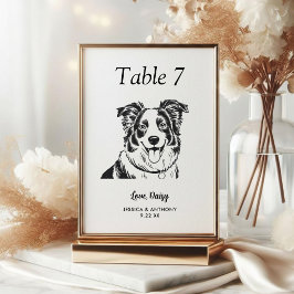 Numeração De Mesa Casamento de Cachorro Simples Preto e Branco