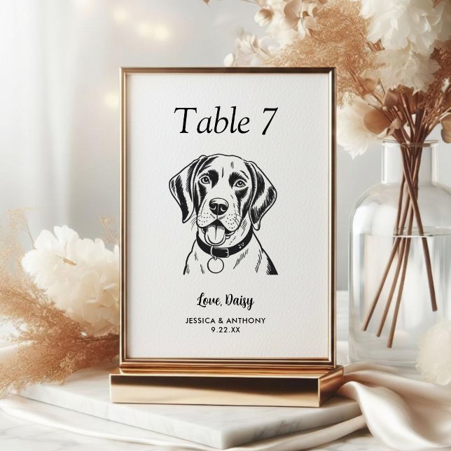 Numeração De Mesa Casamento de Cachorro Simples Preto e Branco (Criador carregado)