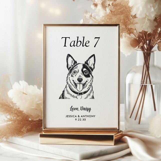 Numeração De Mesa Casamento de Cachorro Simples Preto e Branco (Criador carregado)