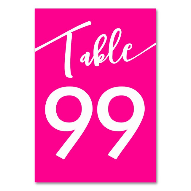 Numeração De Mesa Casamento de Caligrafia Branca-Rosa-Quente (Frente)