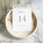 Numeração De Mesa Casamento de Caligrafia Colorful Daîd Wild Flowers<br><div class="desc">Esse número de mesa de casamento, de caligrafia, colorido, é perfeito para um casamento rústico. O design apresenta uma aquarela pintada manualmente, lindas flores rosa, pincéis, azuis, marinhos, amarelas, roxas e verdes selvagens. Este é um número de tabela de dois lados. Adicione cada número de tabela de que você precisa...</div>